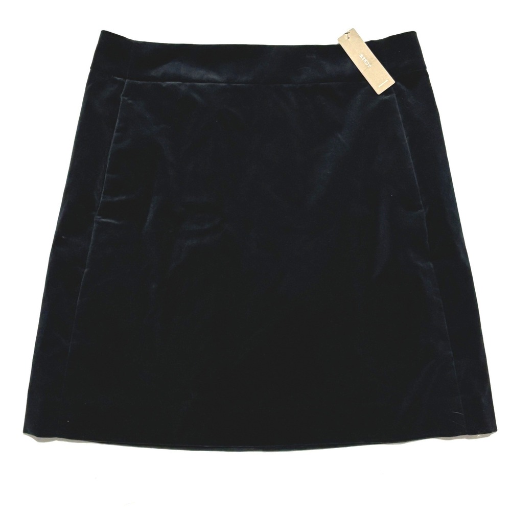 New J.Crew Velvet Mini Skirt Women 10 Black  A-Line Side Pockets Cotton Blend